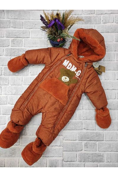 Midimod 9-24 Months Thick Fleece Inside with Teddy Bear Gloves and Slippers Cosmonaut Winter Astronaut
