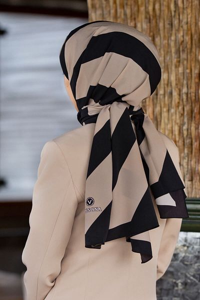 Vissona Γυναικείο Luxury Medina Silk Shawl Beige - Μαύρο