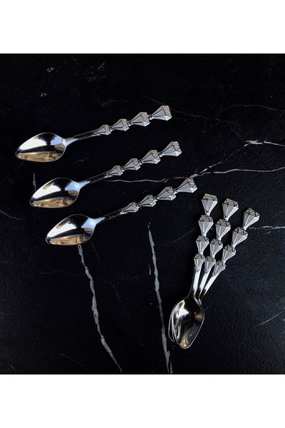 Duman Diamond Model 6-Piece Steel Teaspoon