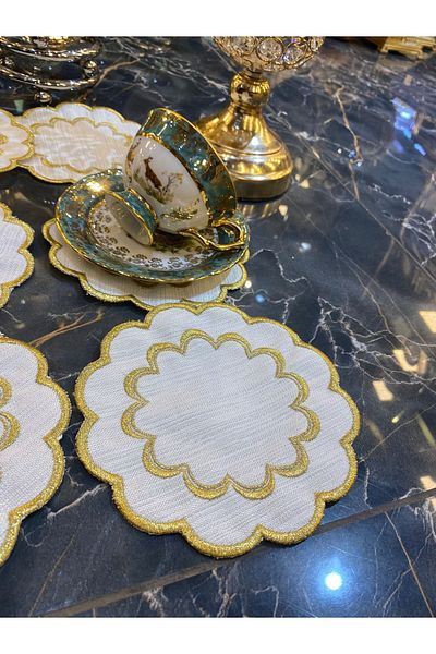 Bonny Home مناديل تقديم الكوكتيل المكونة من 6 قطع من Galaxy Gold، مناديل تقديم القهوة المطرزة والمطرزة