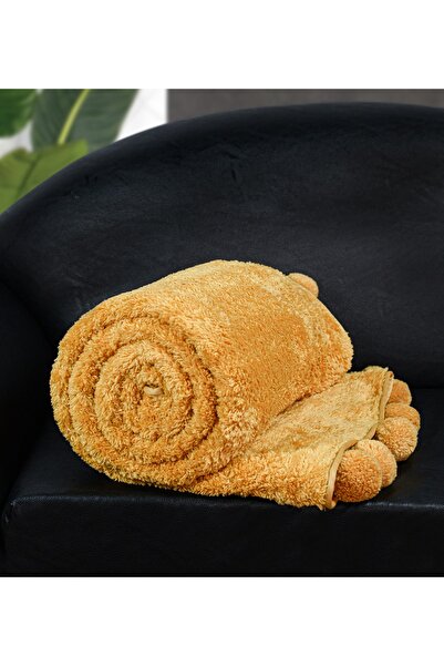 HARİKA PELUŞ FABRİKASI Pabtex Pompom 200*220 cm Plush Double Blanket (100% Local)