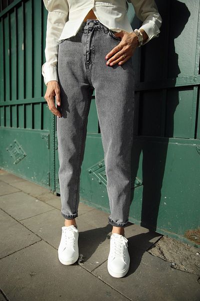 LİMABEL Γυναικείο ψηλόμεσο καπνιστό Mom Jeans Lycra Mom Jeans Relaxed Cut Mom Jeans