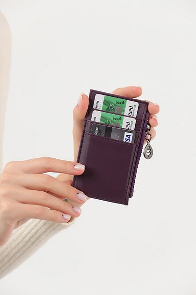 GÜLÇEM butik Unisex 5 Compartment Card Holder Purple