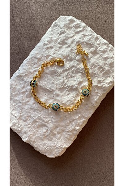 BY CANSU ACCESSORİES Nazarlı Altın Kaplama Bileklik
