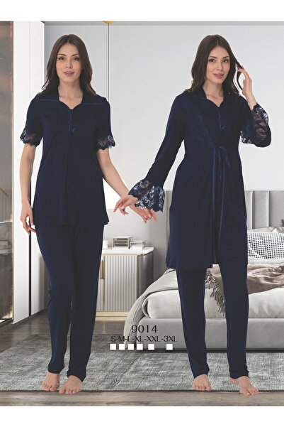 Effortt Kolları Volanlı Sabahlıklı Lohusa Pijama Takımı