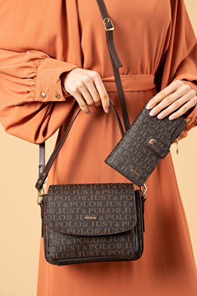 Just Polo Kahverengi Orta Boy 3 Bölmeli Iki Askılı Kadın El & Omuz Çantası Ve...