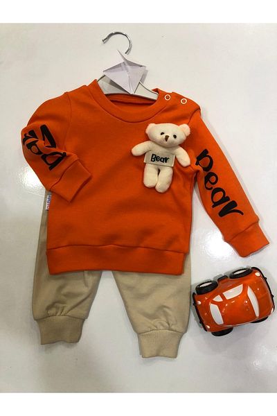 ORLİBABY Combed Cotton Suit with Teddy Bear