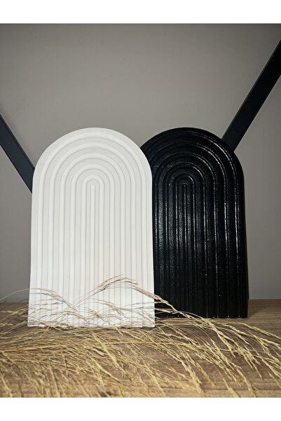 selens party Selens Dekoratif 2’li Siyah Beyaz Sunum Tepsisi Altlık Organizer