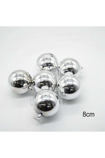 Nedi Новорічна куля 8 см, металізована срібна, 6 шт. 8006s
