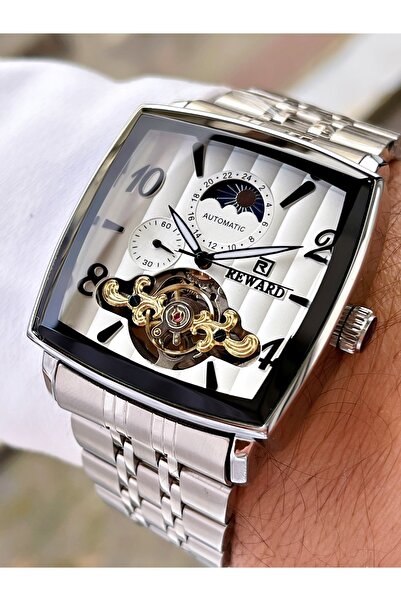 Reward Gümüş Renk Kare Model Fonksiyonlar Aktif Erkek Kol Saati + Bileklik Hediyeli