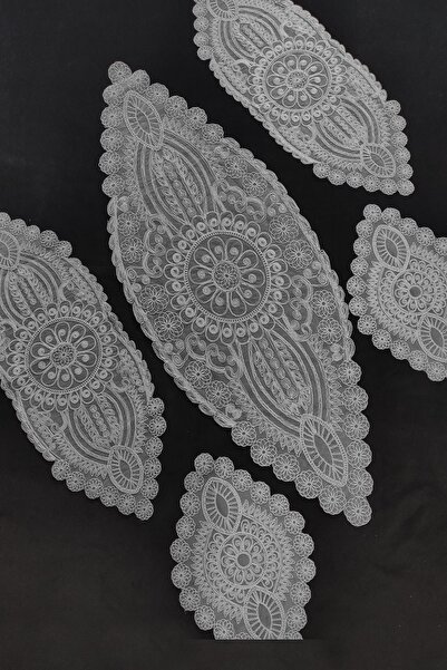 Çt Çeyizci Tekstil Living Room Set, Bedroom 5 Piece Set Table Cloth Gray