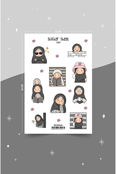 MuslimWalk Sâye - Başörtülü Kız Çocuk Planlayıcı Sticker Etiket Seti #87