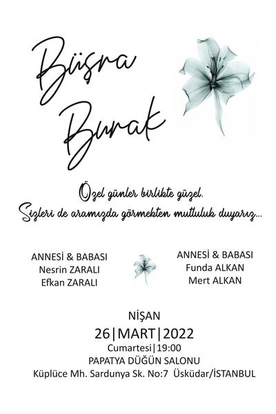 Belinay Düğün Davetiyesi 110 08 (1000 ADET)