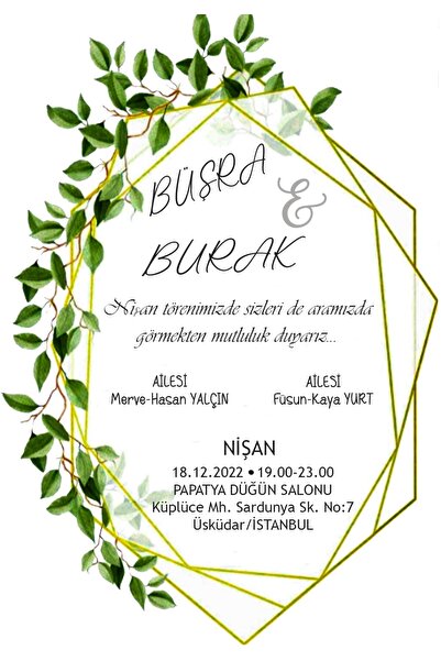 Belinay Düğün Davetiyesi 110 04 (1000 ADET)