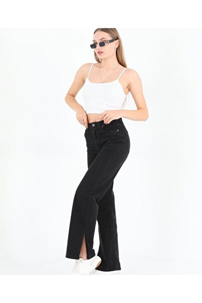 SHEVEGA S.t.a.r Black High Waist Wide Leg Ripped Flare Jeans Wide Leg Jeans