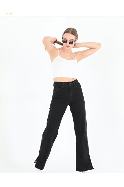 SHEVEGA S.t.a.r Black High Waist Wide Leg Ripped Flare Jeans Wide Leg Jeans