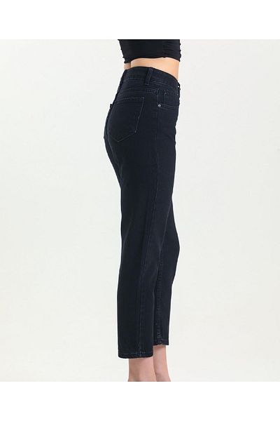 SHEVEGA Jet Black High Waist Mom Jean Jeans