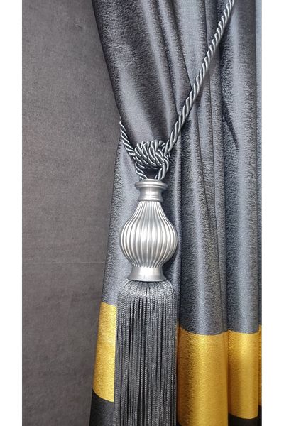 Yuka Gray Kuka Braçol Cornice Attachment Ceiling Side Tie Curtain Collection Accessory Tieback