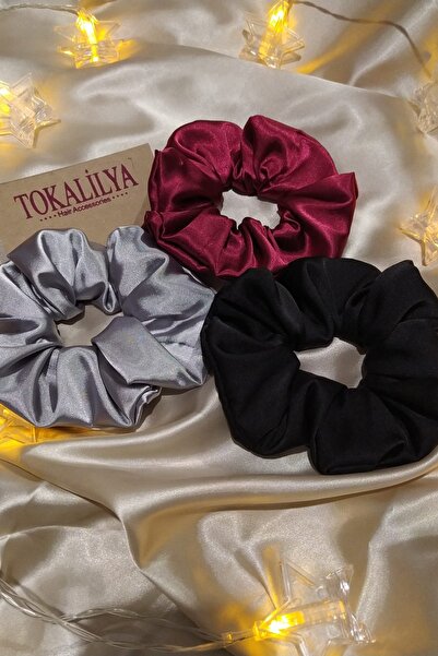TOKALİLYA Kadın Lastikli Saten Simit Toka Seti 3lü