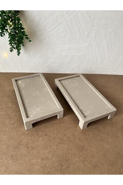 İDAY HOME Macco Mousse 2’li Takım Dekoratif Mermer Sunumluk