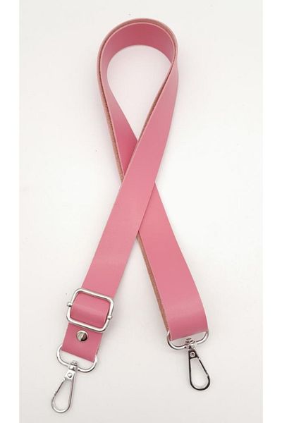 angel çanta aksesuar Faux Leather Adjustable Bag Handle 120x2.4 Cm Fuchsia Silver Metal