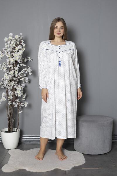 SEBOTEKS Cămașă de noapte pentru mamă, 100% bumbac, sezonieră, din bumbac pieptănat, cu mânecă lungă, mărime mare, 1330