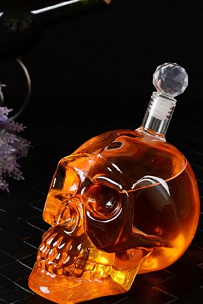 STLIFE 1000 Ml Kuru Kafa Cam Şişe Cam Içki Şişesi Crystal Head Konsept Şişe H...