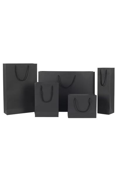 Milim Matbaa Siyah Karton Çanta 10 Adet 45x30x12 cm