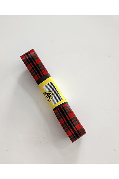 fundahobi Yılbaşı Tema Ekose Saten Kurdele-kırmızı.siyah