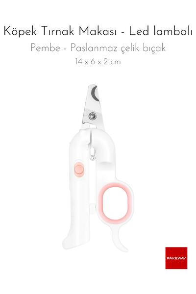 PAKEWAY Köpek Tırnak Makası - Led Lambalı - Pembe