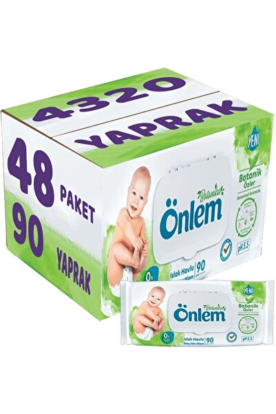 ÖNLEM مناديل مبللة 90 ورقة بخلاصة بوتانيكا (مجموعة من 48) مع غطاء بلاستيكي 43...