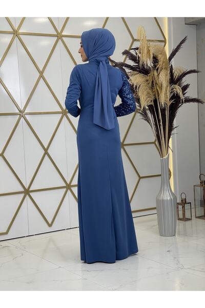 Surikka Βραδινό φόρεμα με παγιέτες Azalea Hijab Indigo