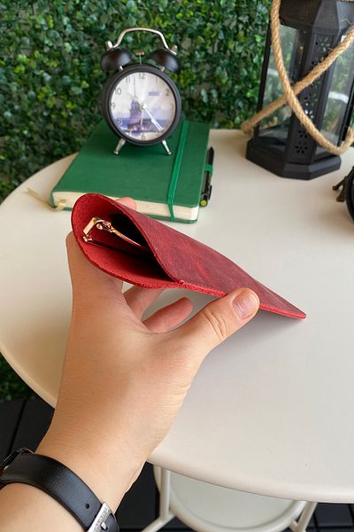Contact’S Contacts San Biagio - Tumbled Genuine Leather Vintage Red Glasses Case