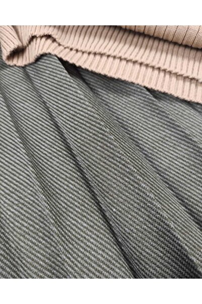 ALMİNA Cotton Diagonal Fabric Pleated Skirt