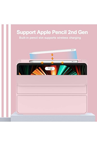 UnDePlus Apple Ipad Pro 12.9 5. Nesil 6. Nesil Kılıf Pen Charge Kalem Bölmeli 2021 - 2022