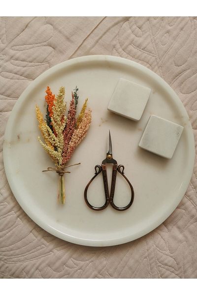 Sümeyra Marble Art Pure White - Marble Presentation Tray 30 Cm