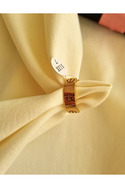 Nutly Accessories خاتم فولاذي ذهبي اللون