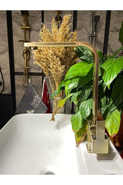 İSAOĞLU YAPI Matte Gold Kitchen Faucet Antique Gold Sink Faucet Gold Kitchen Faucet