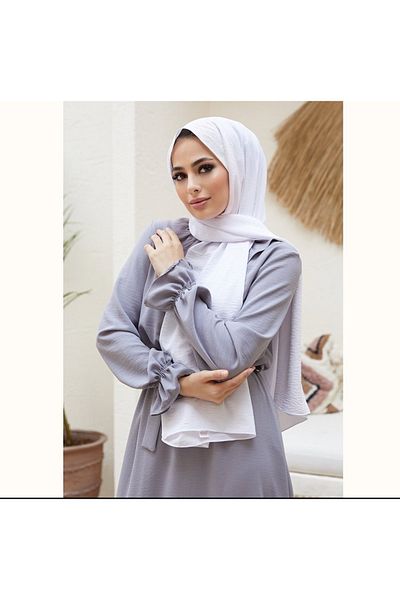Narine Hijab Women's Cotton Jazz Shawl Model-white