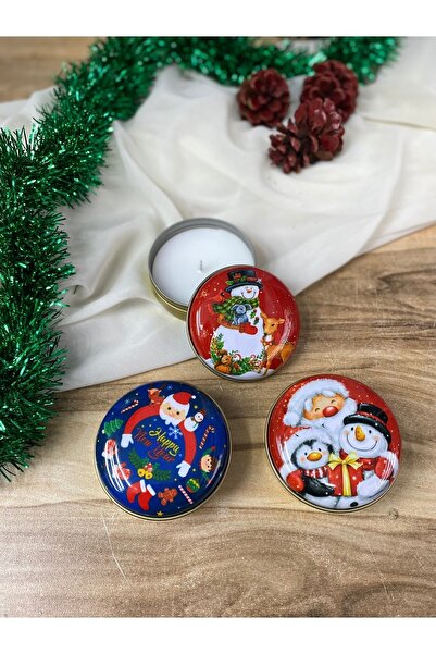 Denseden 3 Lü Yılbaşı Motifli Metal Kutu Içerisinde Mum