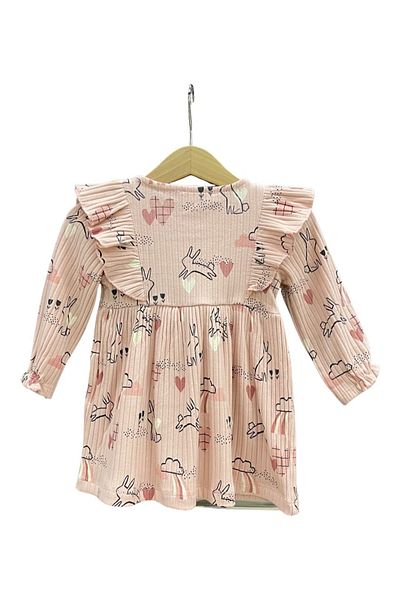 Çikoby Patterned Baby Girl Rose Knitted Dress