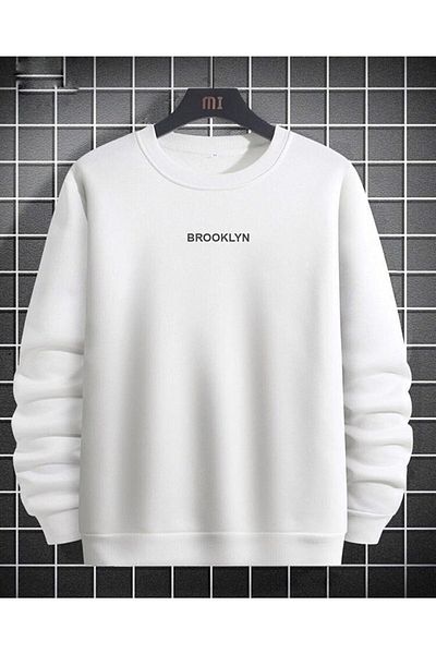 NewCabin Φούτερ Unisex Cotton Winter Brooklyn Printed Crew Neck Φούτερ