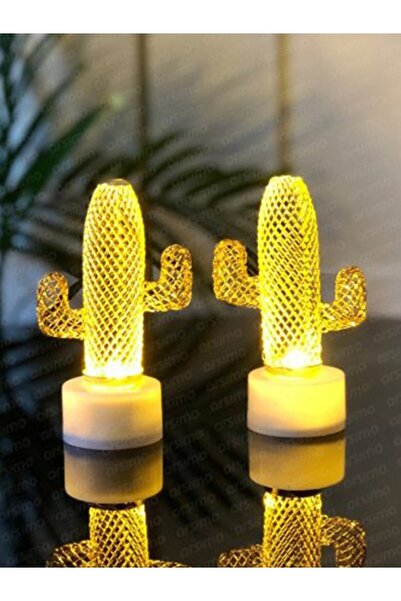 HEDİYEVİM Metal Kaktüs Model Mini Gece Ve Masa Dekor Lambası Pilli