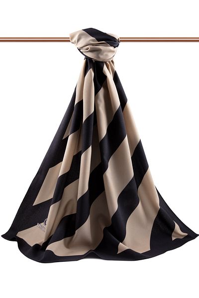 Vissona Γυναικείο Luxury Medina Silk Shawl Beige - Μαύρο