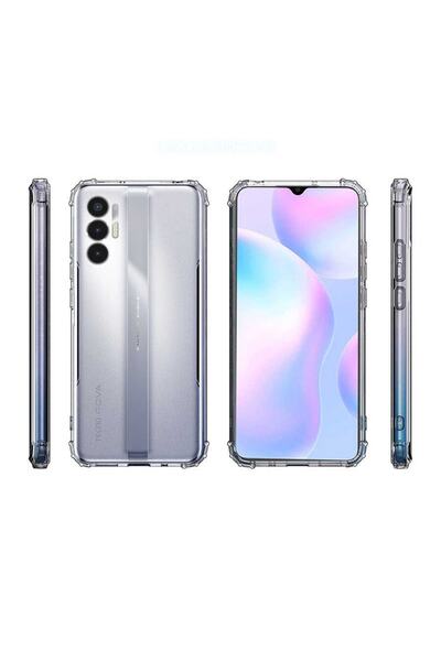 Nezih Case Tecno Pova 3 Compatible Impact Resistant Transparent Silicone Case with Corner and Camera Protection