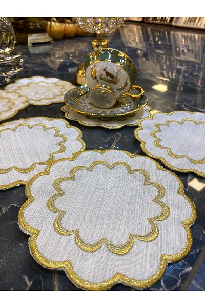 Bonny Home مناديل تقديم الكوكتيل المكونة من 6 قطع من Galaxy Gold، مناديل تقديم القهوة المطرزة والمطرزة