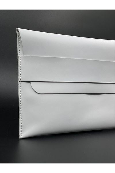 MAT Deri Macbook Case White 13/13.3/13.6 Inch Genuine Leather Carrying Bag Compatible with Macbook Pro and Air