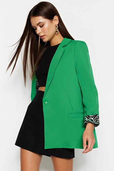 Trendyol Collection Πράσινη κανονική φόδρα με Λεπτομερή υφασμένο σακάκι TWOAW20CE0316