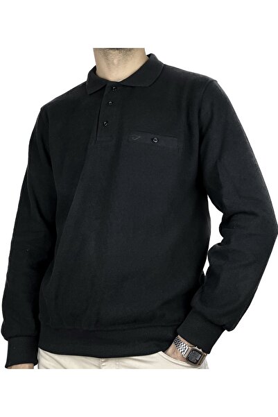 APT PRESTIGE سترة بولو سوداء للرجال بقصة عادية مع جيوب