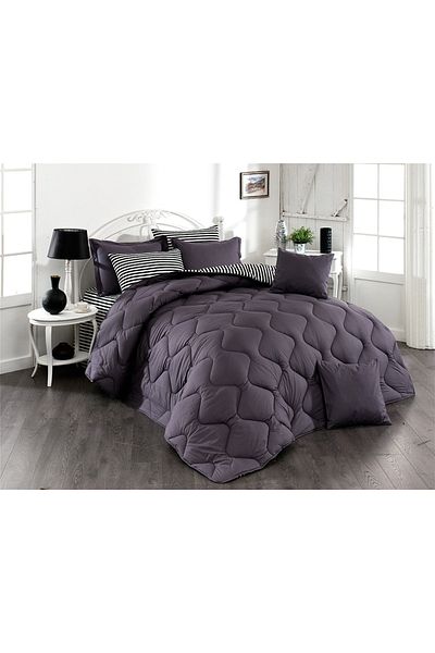 Zarif Home Classic Ranforce King Size Silicone Quilt - plain/striped